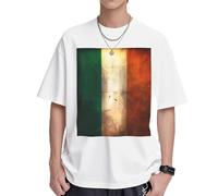 Retro Irish Flag Mens T-Shirts & Womens T-Shirts, White and Black Graphic Tees for Men and Women, Soft and Breathable