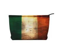 Retro Irish Flag Pattern Large Capacity Corduroy Cosmetic Bag, Fashionable Waterproof toiletries Storage Bag