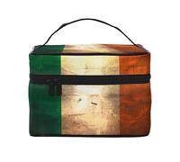 Retro Irish flag Portable Travel Makeup Bag (9x6.5x6.2 Inch), Large Capacity Makeup Bag for Women, Large Makeup Bag Storage Bag for Girls, Black, One Size