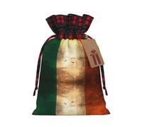 Retro Irish flag Print Drawstring Bags, Candy Snack Bag, Reusable Holiday Pouches for Wrapping & Storage S