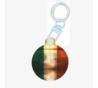 Retro Irish Flag Print Personalized Round Acrylic Pet Tag, Cute Pet Decoration for Outdoor Walking Travel