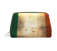Retro Irish Flag Print Travel Makeup Bag Large Cosmetic Bag, 3 Internal Organizer Pockets for Essentials