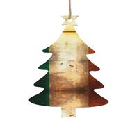 Retro Irish Flag Printing Christmas Tree Shape Christmas Decoration Set - Can be Hung on Christmas Trees and Windows - 6-Piece Set