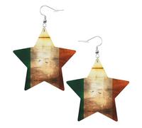 Retro Irish flag Prints Leather Star-Shaped Earrings Lightweight And Stylish Accessories For Parties Dances And Everyday Life.