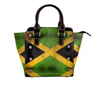 Retro Irish flag Women Top Handle Shoulder Bag Personality Rivet Satchel Tote Middle Size Handbag Purse Bag, Old Jamaican Flag, One Size