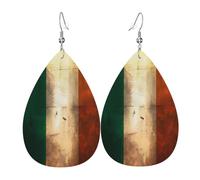 Retro Irish flag Women's Teardrop Leather Earrings - Lightweight PVC Dangle Earrings, 925 Silver Hooks, Double-Sided Prints | Hypoallergenic Gift