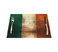 Retro Irish Flag Woven Placemat 12x18 Inch - 6 PCS Fashion Pattern Design for Home and Kitchen Decor