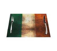 Retro Irish Flag Woven Placemat 12x18 Inch - Non-Slip, 6 PCS Durable for Home and Kitchen Decor