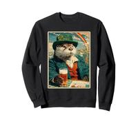 Retro Irish Otter Drinking Beer Vintage St Patricks Day Sweatshirt