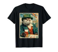 Retro Irish Otter Drinking Beer Vintage St Patricks Day T-Shirt