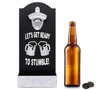Retro Irish Slogan Beer Bottle Opener & Cap Catcher - Wall Mounted, Black Wooden Hangable Wall Decor for Kitchen, Bar, Man Cave, Game Room