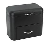 Retro Iron Bread Box with 2 Shelves, Extra Large Storage Container for Bread and Baked Goods, Black