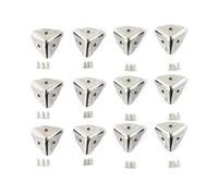 Retro Iron Luggage Corner Protectors, Silver Metal Brackets for Wooden Suitcases Jewelry Boxes and Furniture Cabinets, Decorative for Edge Guards with Screws 4/8/12 Pack
