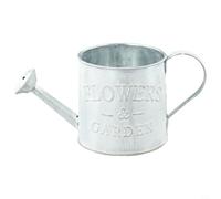Retro Iron Watering Can 9cm Vase Engraved Letters Nostalgic Home Garden | Iron material with open for top for arranging artificial flowers Measures 9cm x 8.5cm Adds vintage charm to home or garden