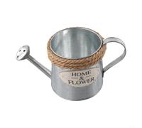 Retro Iron Watering Can 9cm Vase Engraved Letters Nostalgic Home Garden | Iron material with open for top for arranging artificial flowers Measures 9cm x 8.5cm Adds vintage charm to home or garden