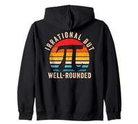 Retro Irrational But Well Rounded Pi Day Math Teacher Zip Hoodie