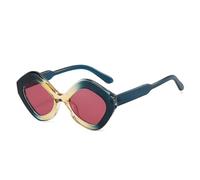 Retro Irregular Polygon Cat Eye Sunglasses Women Shades Uv400 Fashion Trending Men(Blue tea purple red)