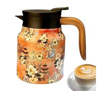 Retro Isolierflasche 1000 ml - Stundenlang Heiß Oder Kalt Dank Edelstahl | Mit Integriertem Teesieb, Praktischem Holzgriff | Für Tee, Kaffee Heiße Getränke Unterwegs, Ideal Für Büro, Picknic