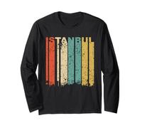 Retro Istanbul Turkey Cityscape Downtown Skyline Distressed Long Sleeve T-Shirt