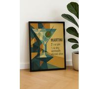 Retro Italian Cocktail Art Prints - Aperol Spritz, Negroni, Martini & More - Vintage Bar Cart & Kitchen Wall Decor Posters (Martini, A3)