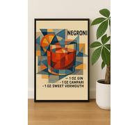 Retro Italian Cocktail Art Prints - Aperol Spritz, Negroni, Martini & More - Vintage Bar Cart & Kitchen Wall Decor Posters (Negroni, A4)