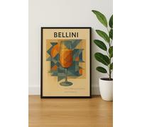Retro Italian Cocktail Art Prints - Aperol Spritz, Negroni, Martini & More - Vintage Bar Cart & Kitchen Wall Decor Posters (Bellini, A5)