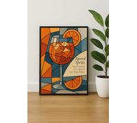 Retro Italian Cocktail Art Prints - Aperol Spritz, Negroni, Martini & More - Vintage Bar Cart & Kitchen Wall Decor Posters (Aperol Spritz, A4)