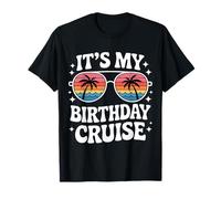 Retro It's My Birthday Cruise Sunset Palm Tree Vacation Ship T-Shirt