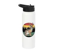 Retro Jackalope Cryptid Bunny Antlers Forest Legend Stainless Steel Insulated Water Bottle
