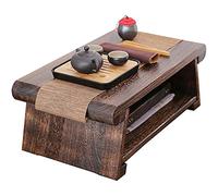 Retro Japanese 2 Tier Coffee Table with Sto Shelf Living Room Accent Table Dark Brown 60x35x23cm Ideal for Window Areas & Home Decor