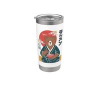 Retro Japanese Bear Eating Ramen Ukiyo-e Aesthetic Stainless Steel Insulated Tumbler