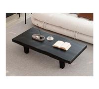 Retro Japanese Black Solid Wood Coffee Table Low Zen Tea Table with Irregular Top & Sturdy Legs Minimalist Living Room Side Table 80x40cm Ideal for Small Spaces