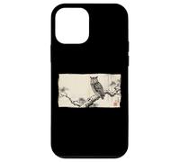 Retro Japanese Block Print Great Horned Owl Pine Art Case for iPhone 12 mini