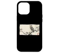 Retro Japanese Block Print Great Horned Owl Pine Art Case for iPhone 12 Pro Max