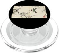 Retro Japanese Block Print Ruby Hummingbird Pine Art PopSockets PopGrip for MagSafe