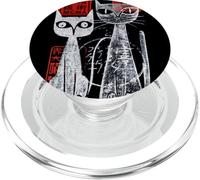 Retro Japanese Cats Harajuku Feline Minimalist Graphic Art PopSockets PopGrip for MagSafe