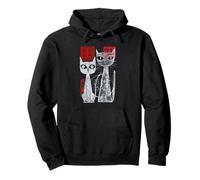 Retro Japanese Cats Harajuku Feline Minimalist Graphic Art Pullover Hoodie