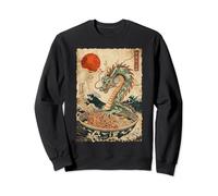 Retro Japanese Dragon Eating Ramen Japanese Woodblock Ukiyoe Sweatshirt