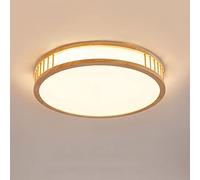 Retro Japanese Flush Mount Ceiling Light Simple Log Warm Ceiling Lamp Tatami Lighting Led Bedroom Room Light Solid Wood Atmosphere Living Room Chaner Interesting Life Home Lig (30cm Tricolor light)