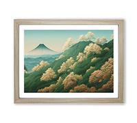 Retro Japanese Forest Vol.1 Framed Print | A2 Oak Framed Wall Art | Ready to Hang | Retro Landscape Picture | Living Room Bedroom Lounge Office