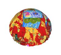 Retro Japanese Geisha Girl Print Shower Cap for Women Men, Reusable Double-Layer Fabric Bathing Cap Girls Hair Caps, 27 CM