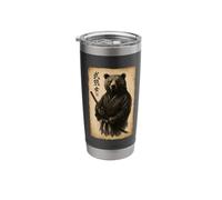Retro Japanese Ink Sumi-e Wash Bushido Samurai Warrior Bear Stainless Steel Insulated Tumbler