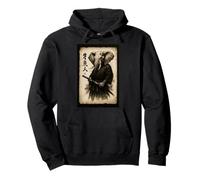 Retro Japanese Ink Wash Warrior Samurai African Elephant Pullover Hoodie
