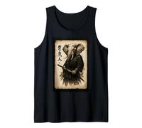 Retro Japanese Ink Wash Warrior Samurai African Elephant Tank Top