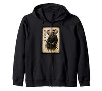 Retro Japanese Ink Wash Warrior Samurai African Elephant Zip Hoodie