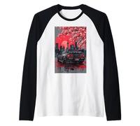 Retro Japanese JDM Drift Race Car Tokyo Sakura Blossom Art Raglan Baseball Tee