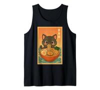 Retro Japanese Kawaii Anime Men Kids Women Cat Eating Ramen Tank Top