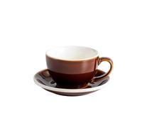Retro Japanese Kiln Style Coffee Cup And Plate Set With Large Mouth And Thickened Latte Flower Coffee Cup-300ml caramel color