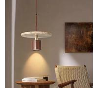 Retro Japanese LEDPendant Light Yellow Travertine Lamp Kitchen Restaurant Bedroom Balcony Livingroom Marble Chandelier,Hanging Light(1-Head)
