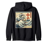Retro Japanese Nurse The Great Wave Vaccine Hero Zip Hoodie